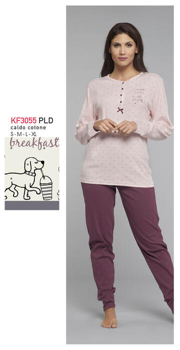 ART. KF3055 PLD- pigiama donna interlock m/l kf3055 pld - Fratelli Parenti